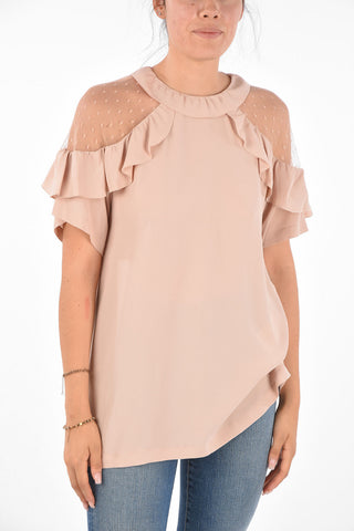 Cold Shoulder Blouse with Rouches