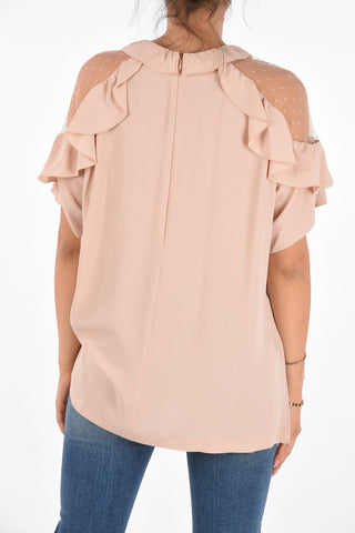 Cold Shoulder Blouse with Rouches