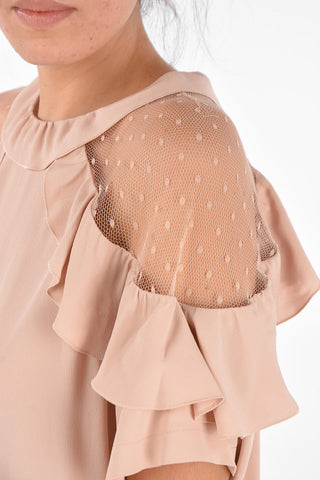 Cold Shoulder Blouse with Rouches