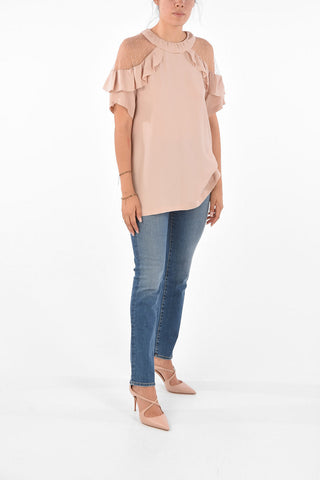 Cold Shoulder Blouse with Rouches