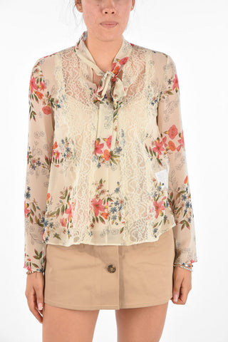 Floral Printed Tie Neck Blouse