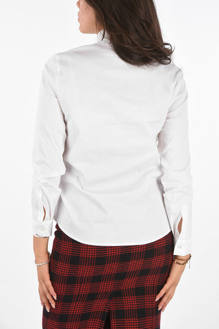 Tie Neck Shirt with Ruffle Neck