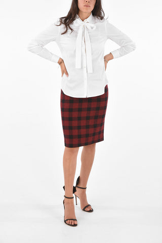 Tie Neck Shirt with Ruffle Neck