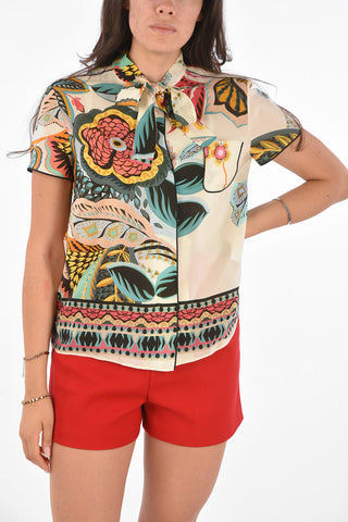 Floral Printed Silk Pajama Shirt