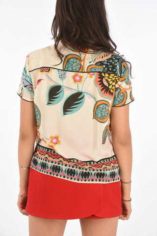 Floral Printed Silk Pajama Shirt