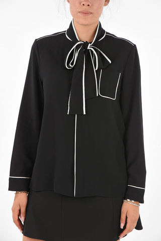 Tie Neck Pajama Shirt