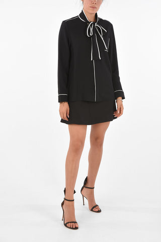 Tie Neck Pajama Shirt