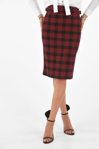 District Check Pencil Skirt