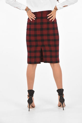 District Check Pencil Skirt