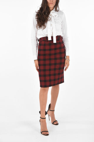 District Check Pencil Skirt