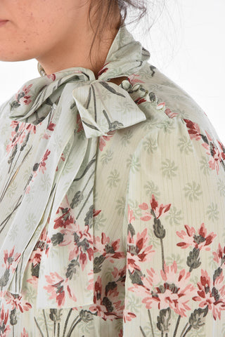 Blusa Tie Neck in Seta Fantasia Floreale