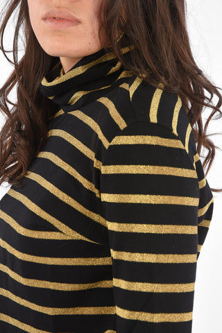 ARMANI EXCHANGE Glittered Bayader Striped Turtle-neck Sweater