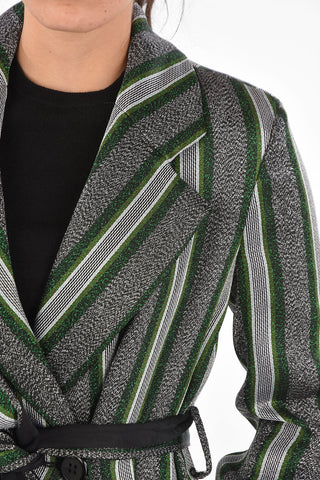 EMPORIO Lurex Double Breasted Coat With Belt