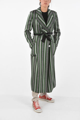 EMPORIO Lurex Double Breasted Coat With Belt