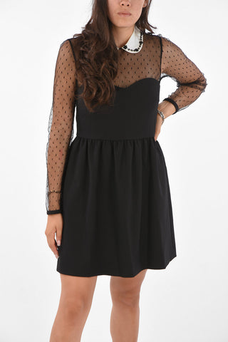 Minidress con Inserto in Pizzo