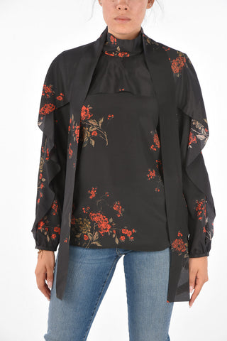 Floral Printed Tie Neck Blouse