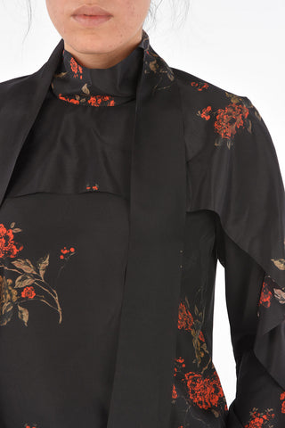 Floral Printed Tie Neck Blouse