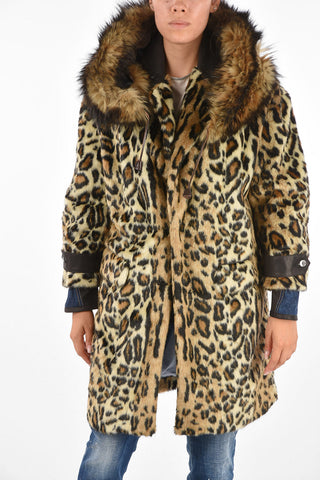 Cappotto in Simil-Pelliccia Animalier con Girocollo Removibile 