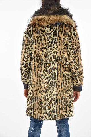 Cappotto in Simil-Pelliccia Animalier con Girocollo Removibile 