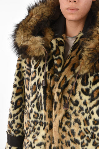 Cappotto in Simil-Pelliccia Animalier con Girocollo Removibile 