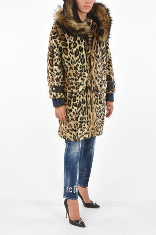 Cappotto in Simil-Pelliccia Animalier con Girocollo Removibile 