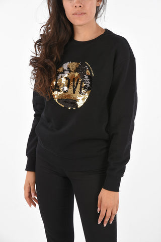 ARMANI EXCHANGE Sequined Embroidered Crew-Neck Sweatshirt