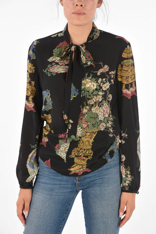 Silk Tie Neck Blouse