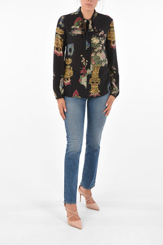 Silk Tie Neck Blouse