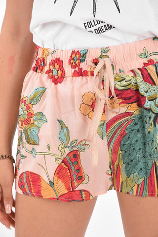 Floral Printed Silk Shorts