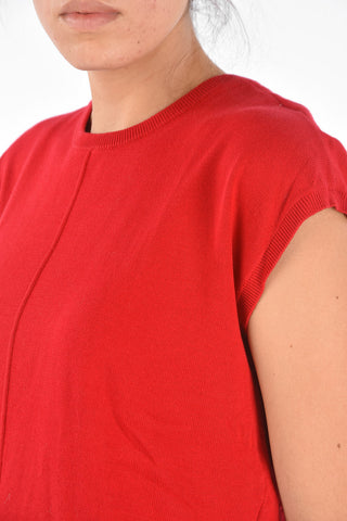 ARMANI EXCHANGE Sleeveless Asymmetrical Striped Hem Sweater