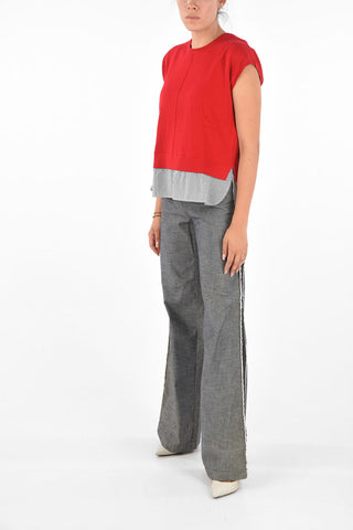 ARMANI EXCHANGE Sleeveless Asymmetrical Striped Hem Sweater