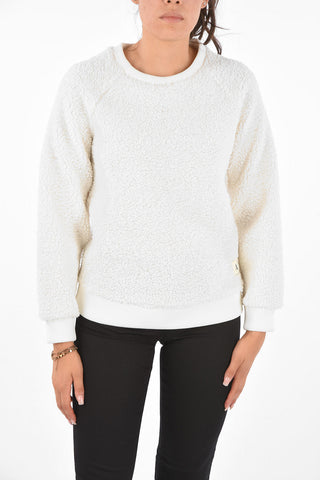 ARMANI EXCHANGE Faux Shearling Ribbed Trim Crew-Neck Sweatshirts