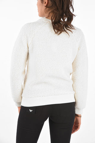 ARMANI EXCHANGE Faux Shearling Ribbed Trim Crew-Neck Sweatshirts