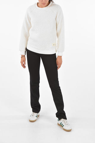 ARMANI EXCHANGE Faux Shearling Ribbed Trim Crew-Neck Sweatshirts