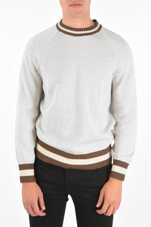 Maglia Girocollo in Cotone con Profili a Contrasto
