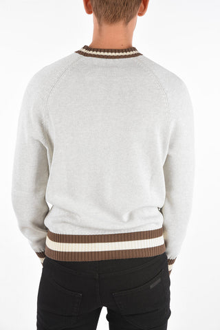 Maglia Girocollo in Cotone con Profili a Contrasto