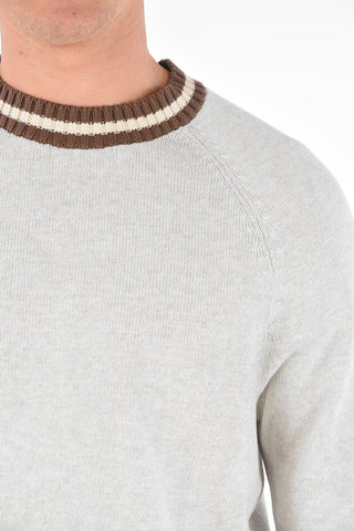 Maglia Girocollo in Cotone con Profili a Contrasto