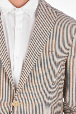 CC COLLECTION unbalanced striped RESET side vents 2-button blazer drop 8R