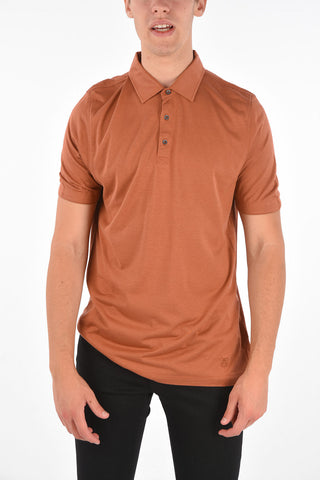 Silk Short Sleeve Polo-Neck T-Shirt