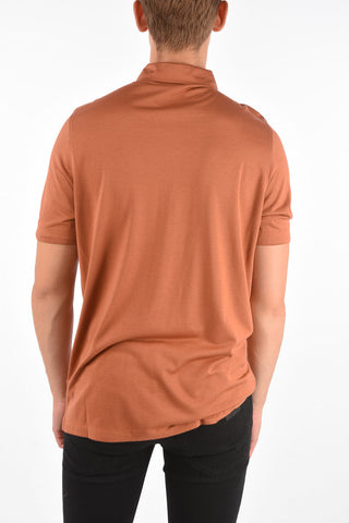 Silk Short Sleeve Polo-Neck T-Shirt