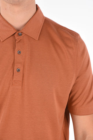 Silk Short Sleeve Polo-Neck T-Shirt