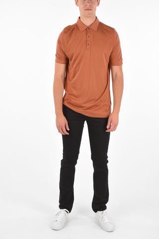 Silk Short Sleeve Polo-Neck T-Shirt