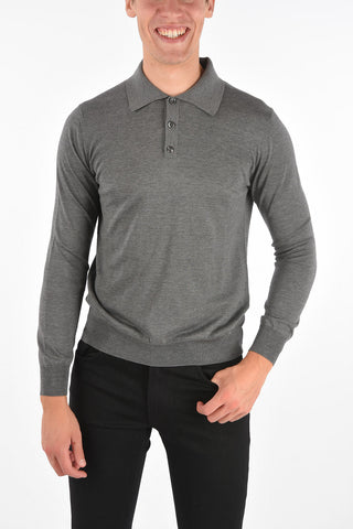 Silk and Cotton Polo Collar Sweater