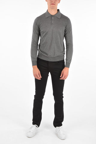 Silk and Cotton Polo Collar Sweater