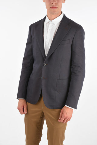 CC COLLECTION silk virgin wool and flax REWARD side vents 2-button blazer drop 7R