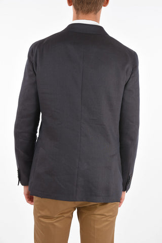 CC COLLECTION silk virgin wool and flax REWARD side vents 2-button blazer drop 7R