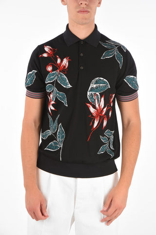 Floral Lightweight Knit Polo Shirt