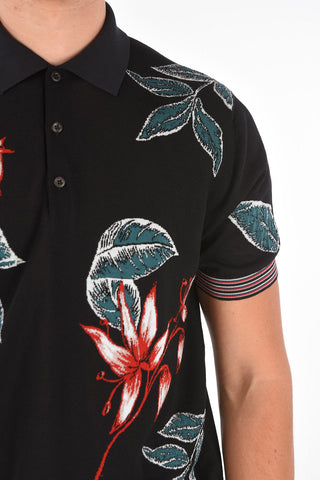 Floral Lightweight Knit Polo Shirt