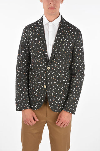 CC COLLECTION floral-print center vent 2-button blazer drop 8R