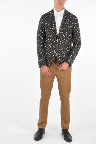 CC COLLECTION floral-print center vent 2-button blazer drop 8R